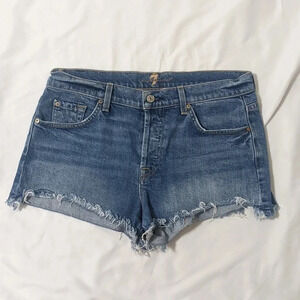 7 For All Mankind Distressed Denim Shorts, Color Blue Size 28
